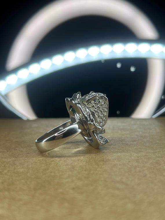 Sterling Silver Floral Statement Ring Vintage Got… - image 2