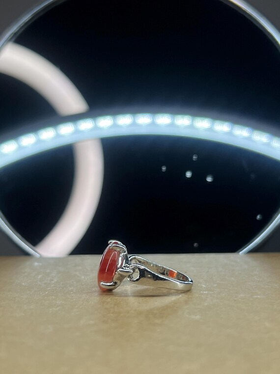 Orange Carnelian Statement Ring Handmade Silver R… - image 4