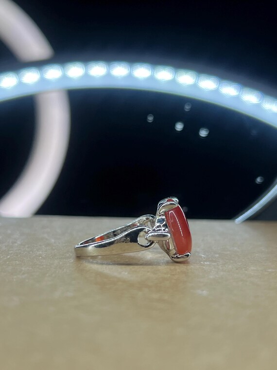 Orange Carnelian Statement Ring Handmade Silver R… - image 3