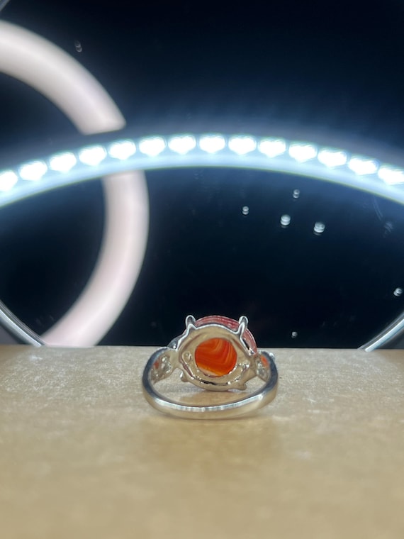 Orange Carnelian Statement Ring Handmade Silver R… - image 5