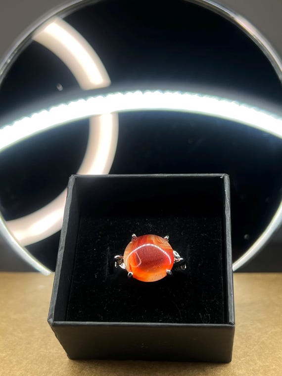 Orange Carnelian Statement Ring Handmade Silver R… - image 6
