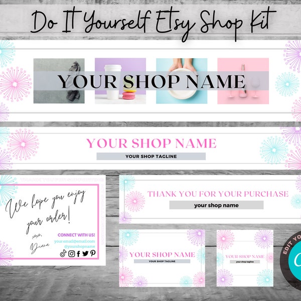 Editable Etsy Banner | Etsy Shop Graphics | Etsy Branding Kit | Etsy Shop Templates | DIY Etsy Icons | DIY Etsy Banners | Pastel Banners