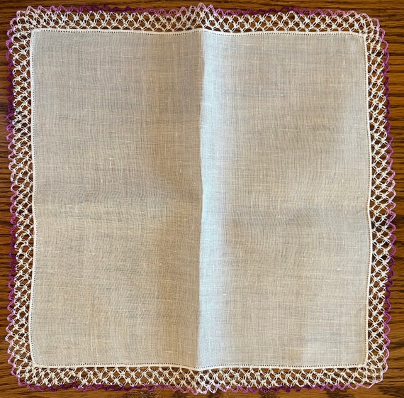 Restored Vintage White Linen Handkerchief - Prist… - image 2