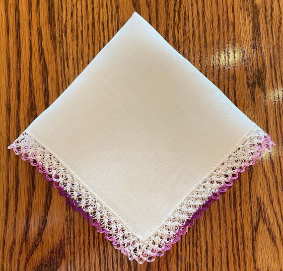 Restored Vintage White Linen Handkerchief - Prist… - image 1