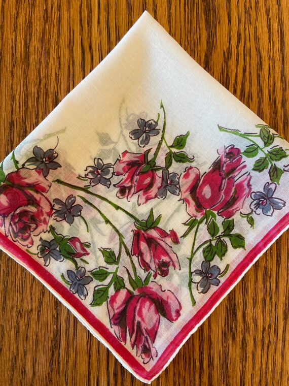 Restored Vintage Printed Handkerchief with Hot Pi… - image 8