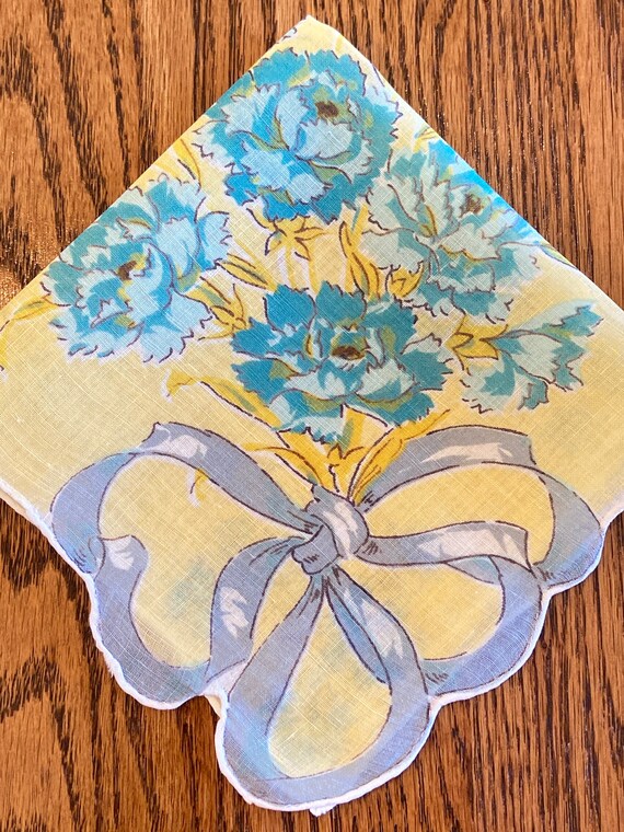 Restored Vintage Printed Yellow Handkerchief With… - image 2