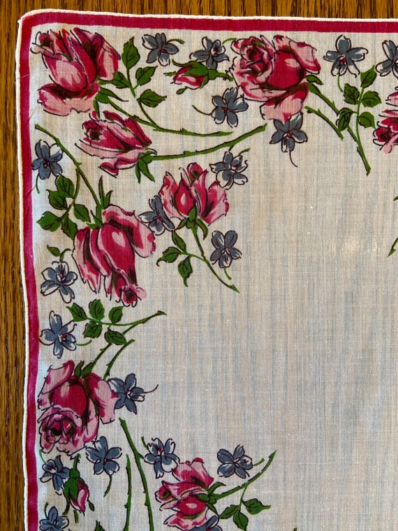 Restored Vintage Printed Handkerchief with Hot Pi… - image 2