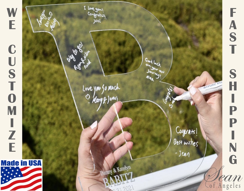 Personalized Wedding Letter Guest Book Transparent Letter Etsy