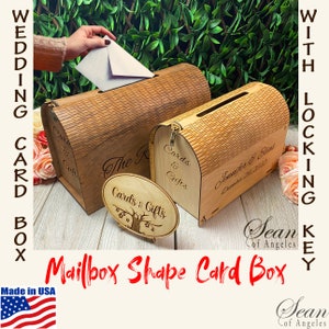 LOCKABLE CARD BOX for Wedding, New Fully Assembled Mailbox Card Box, Personalized Mailbox Wood Card Box, Wedding Envelope Box, SeanOfAngeles