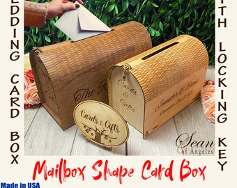 LOCKABLE CARD BOX for Wedding, New Fully Assembled Mailbox Card Box, Personalized Mailbox Wood Card Box, Wedding Envelope Box, SeanOfAngeles