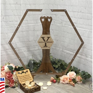 HEXAGON GUEST BOOK, Hexagon Guest Book Gift, Heart Guest Book, Hexagon Guest Book, Hexagon Wedding Guest Book, Hex Drop Box, SeanOfAngeles