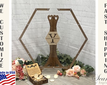 HEXAGON GUEST BOOK, Hexagon Guest Book Gift, Heart Guest Book, Hexagon Guest Book, Hexagon Wedding Guest Book, Hex Drop Box, SeanOfAngeles