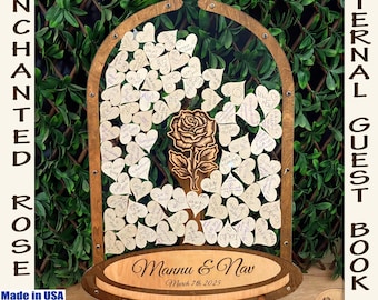 Enchanted Rose Guest Book Alternative: Timeless Wedding Keepsake in Glass Dome, Eternal Guest Book, Quinceañera, Sweet 16, SeanOfAngeles