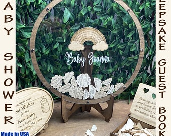 Rainbow Baby Shower Guest Book Alternative, New Born Keepsake Frame, USA Made, SeanOfAngeles