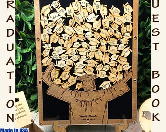 GRADUATION Guest Book Alternative, Wooden Caps, Keepsake, USA Made, School Grad Day, End Of Year Party,  SeanOfAngeles