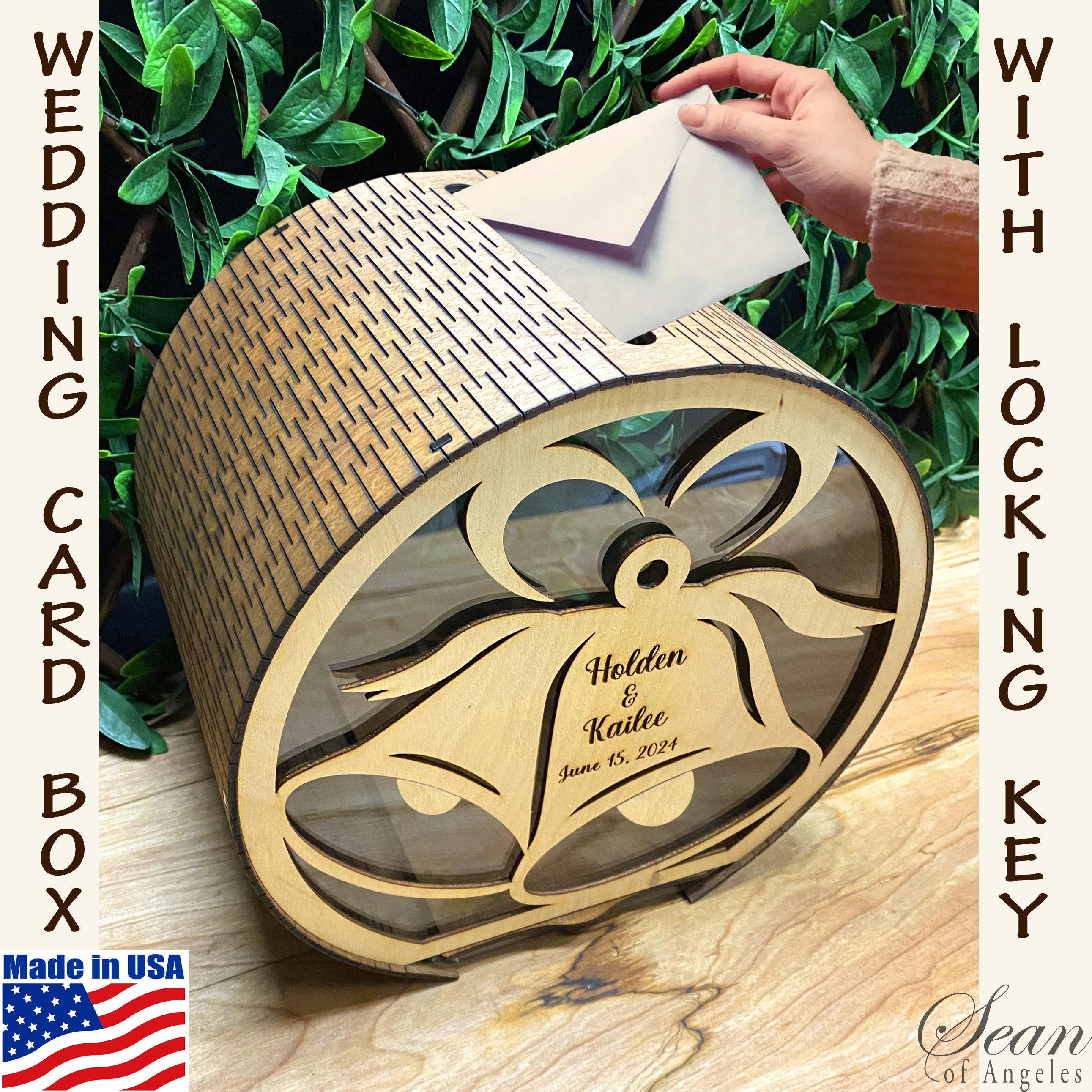 LOCKABLE Card Box With Wedding Bells, Fully Assembled, NOT A KIT ...