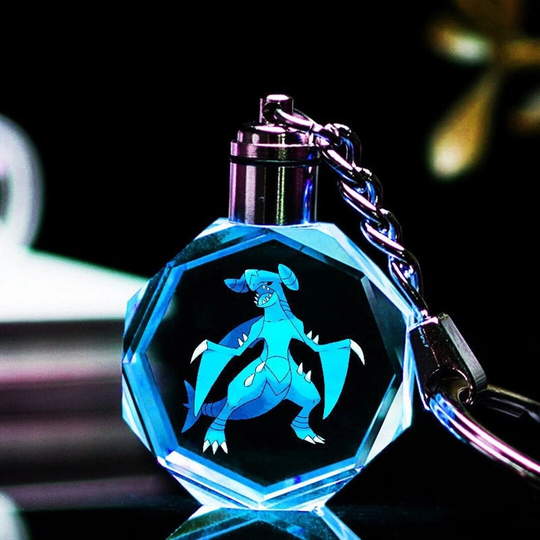 Garchomp Customized LED 2D Laser Engraved Crystal Keychain Etsy