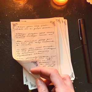 Design Bordered Coffee Stained Paper, Loose Leaf or Bound, Dyed Paper, Victorian Stationery