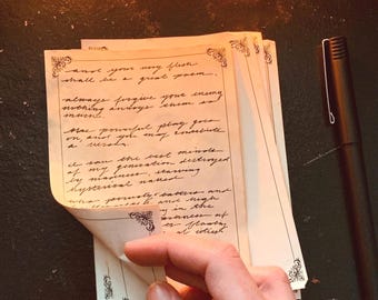 Design Bordered Coffee Stained Paper, Loose Leaf or Bound, Dyed Paper, Victorian Stationery