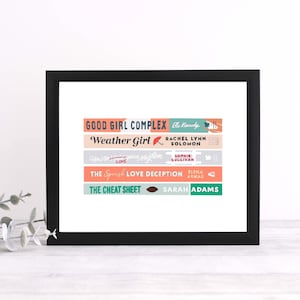 Digital Bookstack Print, Custom Book Spine Print, Gifts for Book Lovers, Bookshelf Print, Bookstack Print, Bookworm Print, Bookstagram Print