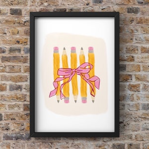 Classroom Print, Digital Print, Back To School Print, Pencil Bow Decor, Crayon Print, School Print, Teacher Printable, Classroom Decor Print