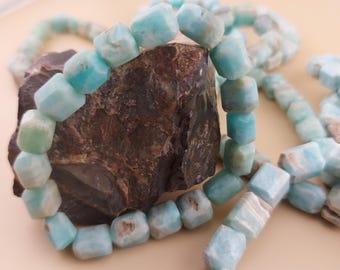 Blue Aragonite Bracelet, 15cm Beaded Gemstone Bracelet