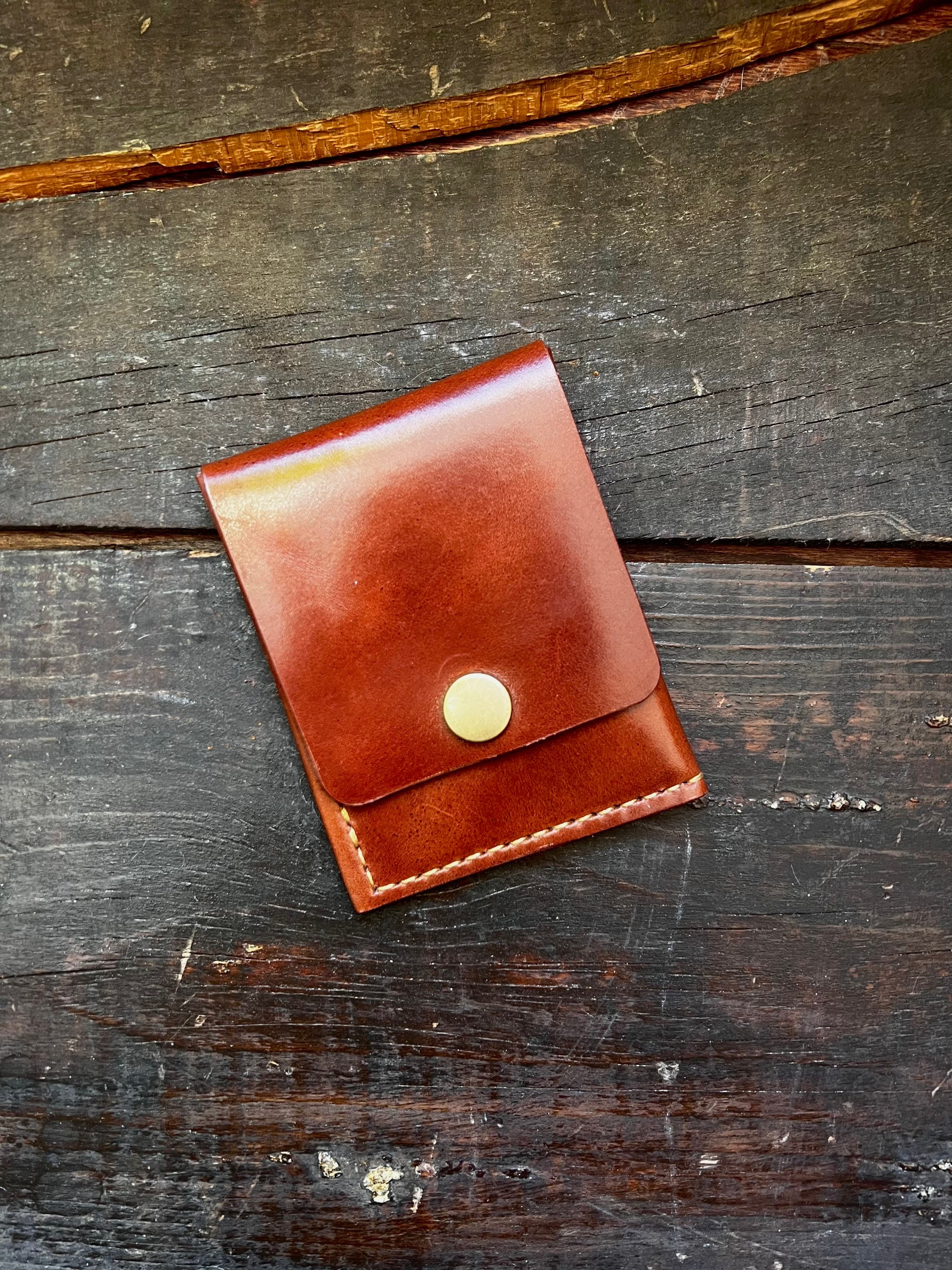 Minimalist Small Wallet Snap Button Bifold Vintage