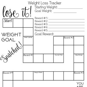 Afdrukbaar dagboek gewichtsverlies tracker, grafiek gewichtsverlies, wekelijks wegen, motivatie, nieuwjaarsresolutie doeltracker, planner, dagboek