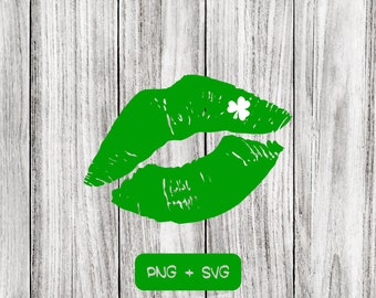 Lucky Lips SVG PNG Files, St. Patrick's Day, Irish, Shamrock - Instant Download