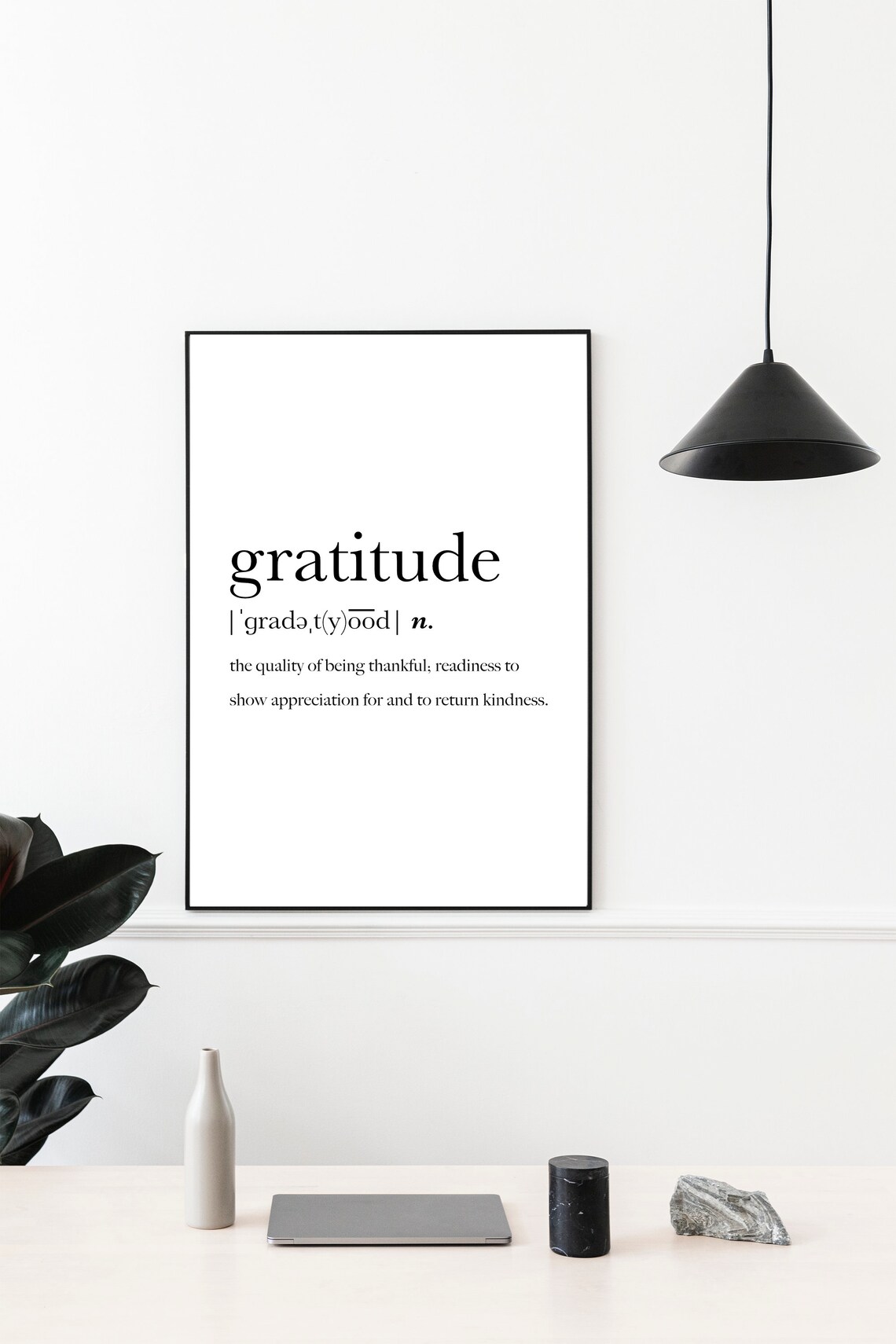 Gratitude Definition Printable Wall Art Black And White Etsy