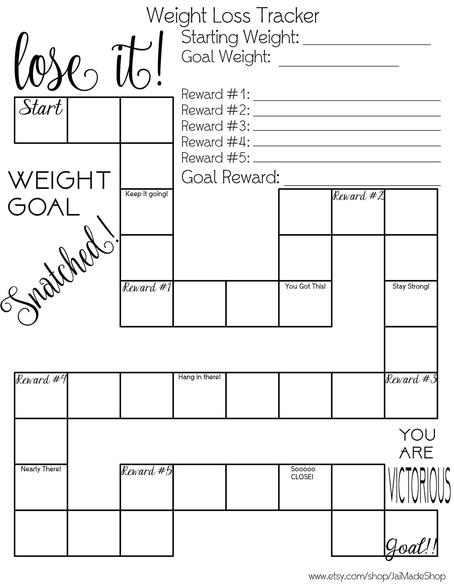 Printable Weight Loss Tracker Journal Weight Loss Chart Etsy