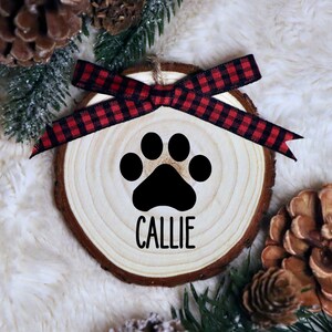 Custom Paw Print Ornament, Wood Slice Ornament, Christmas Ornament, Gift for Pets, Christmas Gift, Custom Gift, Pet Gift Idea, Dog Cat Gift