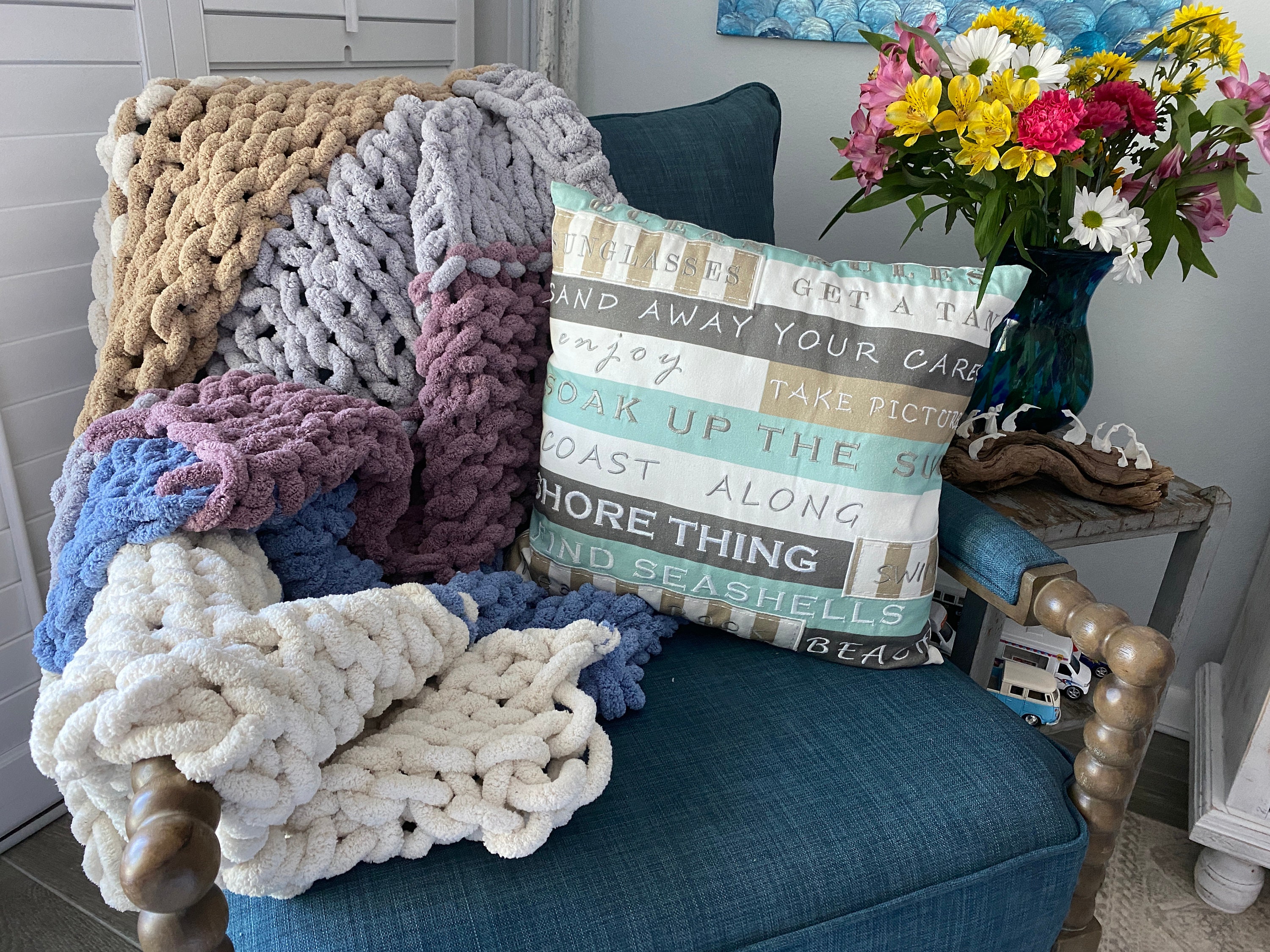 Chunky Multi Color Blanket Etsy