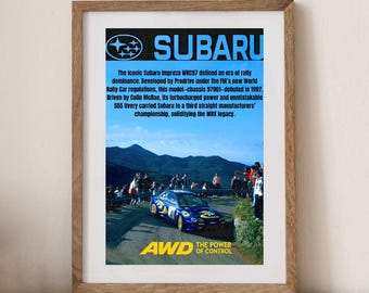 Póster del coche de rally Subaru Impreza WRC97 – Arte de carreras vintage