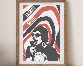 Elliot Smith Poster, Music Wall Art, Band Cover Graphic, Slowcore
