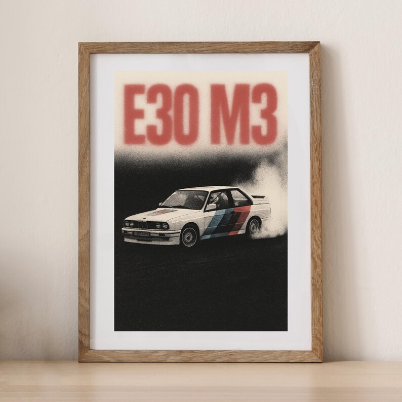 BMW E30 M3 Poster | Vintage Drift Car Wall Art Print | Retro Motorsport ...