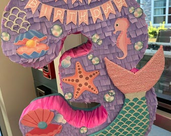 Mermaid number piñata