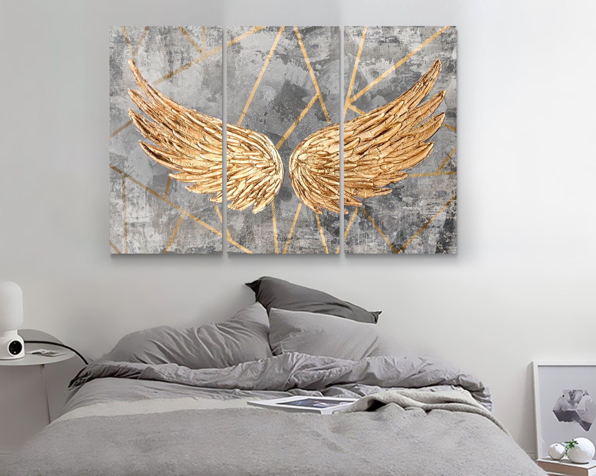 Coppia di Angel Wings ornato depoca Shabby Cherubino Wall Art Hanging Decoration 