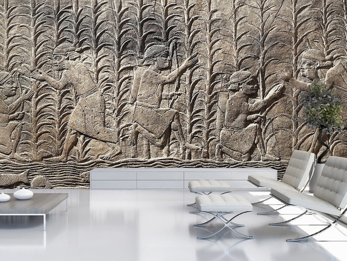 Ancient Sumerian Relief Wallpaper Relief 3D Stone Relief | Etsy