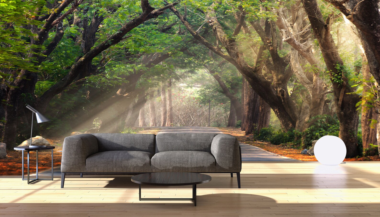 Forest Wallpaper Mural 3d Wallcovering Forest Way View Etsy