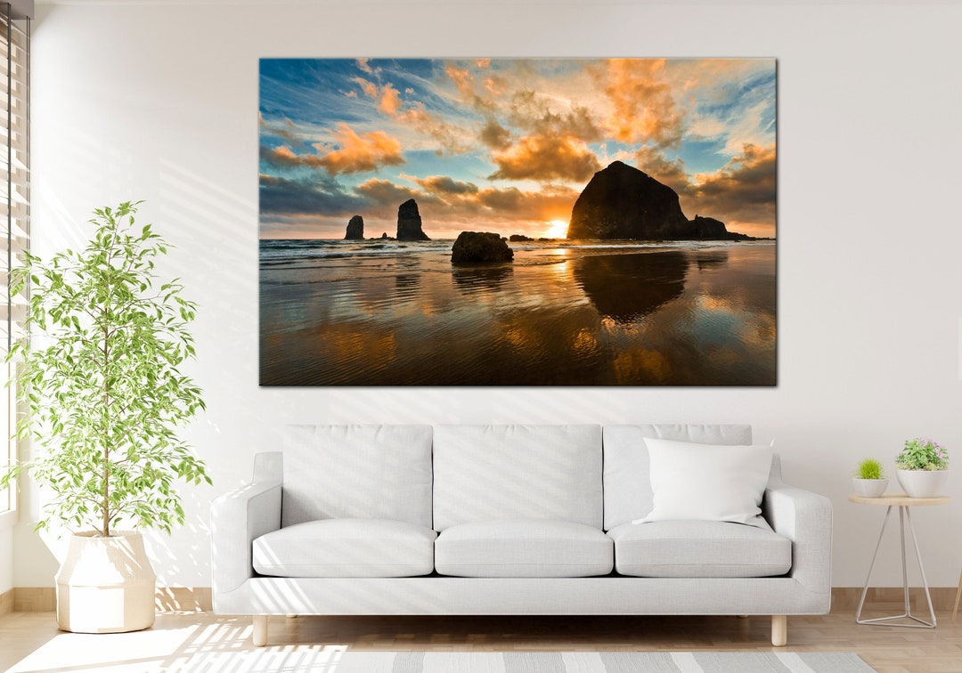 Sky Nature Wall Art Sunset Wall Decor Seascape Haystack Rock Etsy