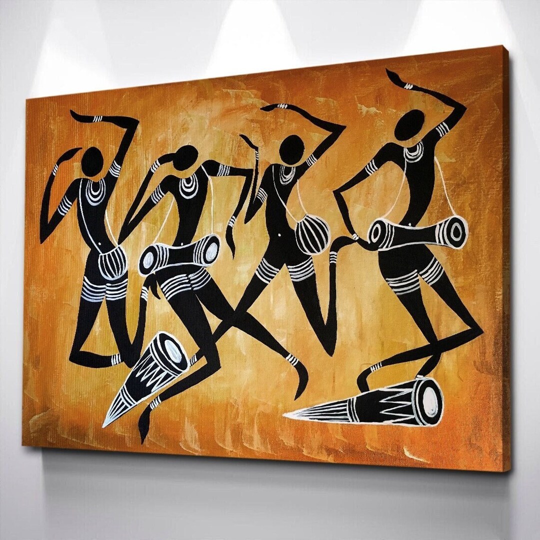 South Africa Flag Canvas Wall Art Tribal Africa Heritage - Wildlife Silhouettes in Earthy TS04 main image 0
