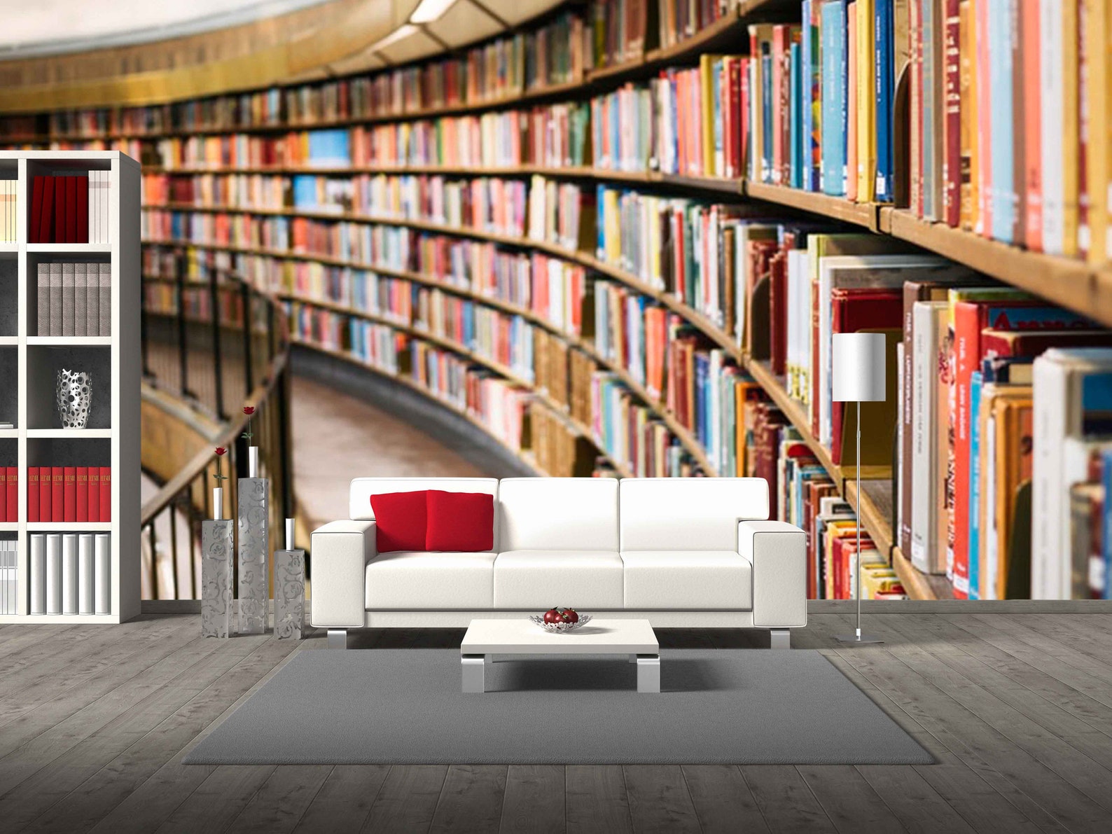 Library 3D Wallpaper Mural Bookcase Art Wallpaper 3D Books Etsy