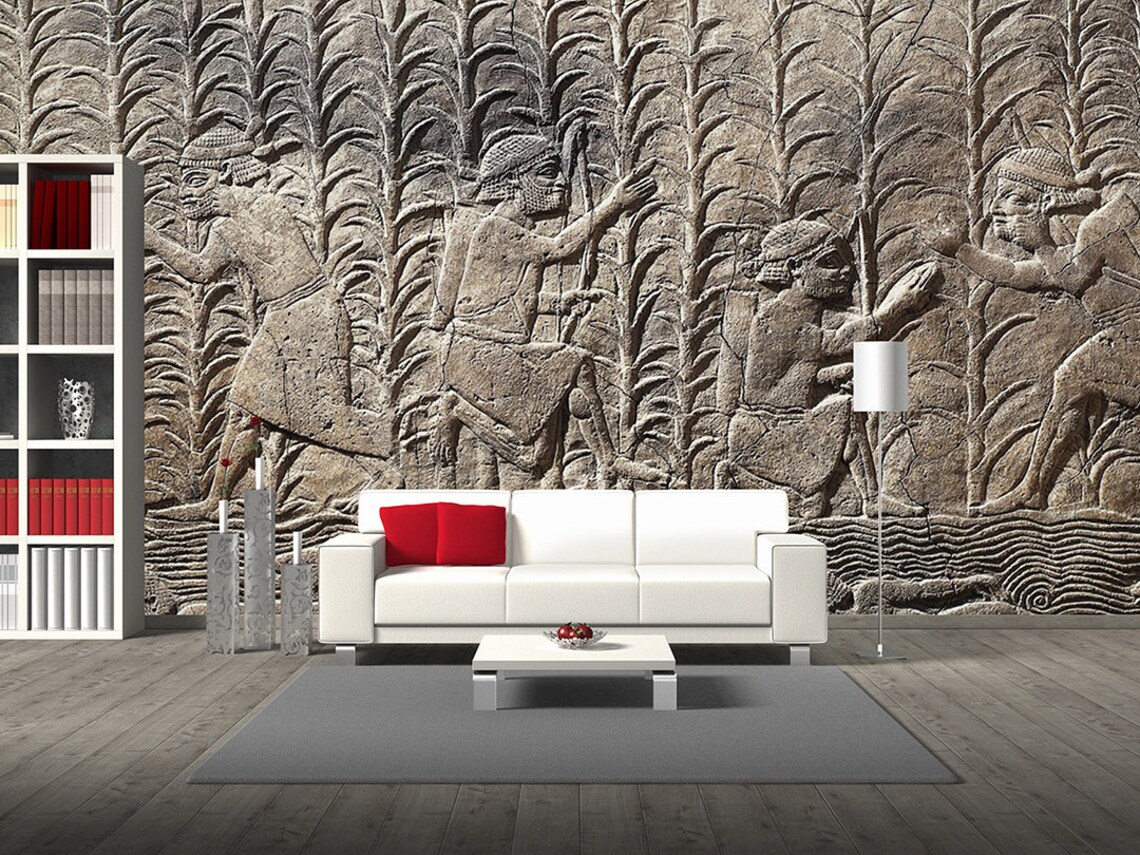 Ancient Sumerian Relief Wallpaper Relief 3D Stone Relief | Etsy