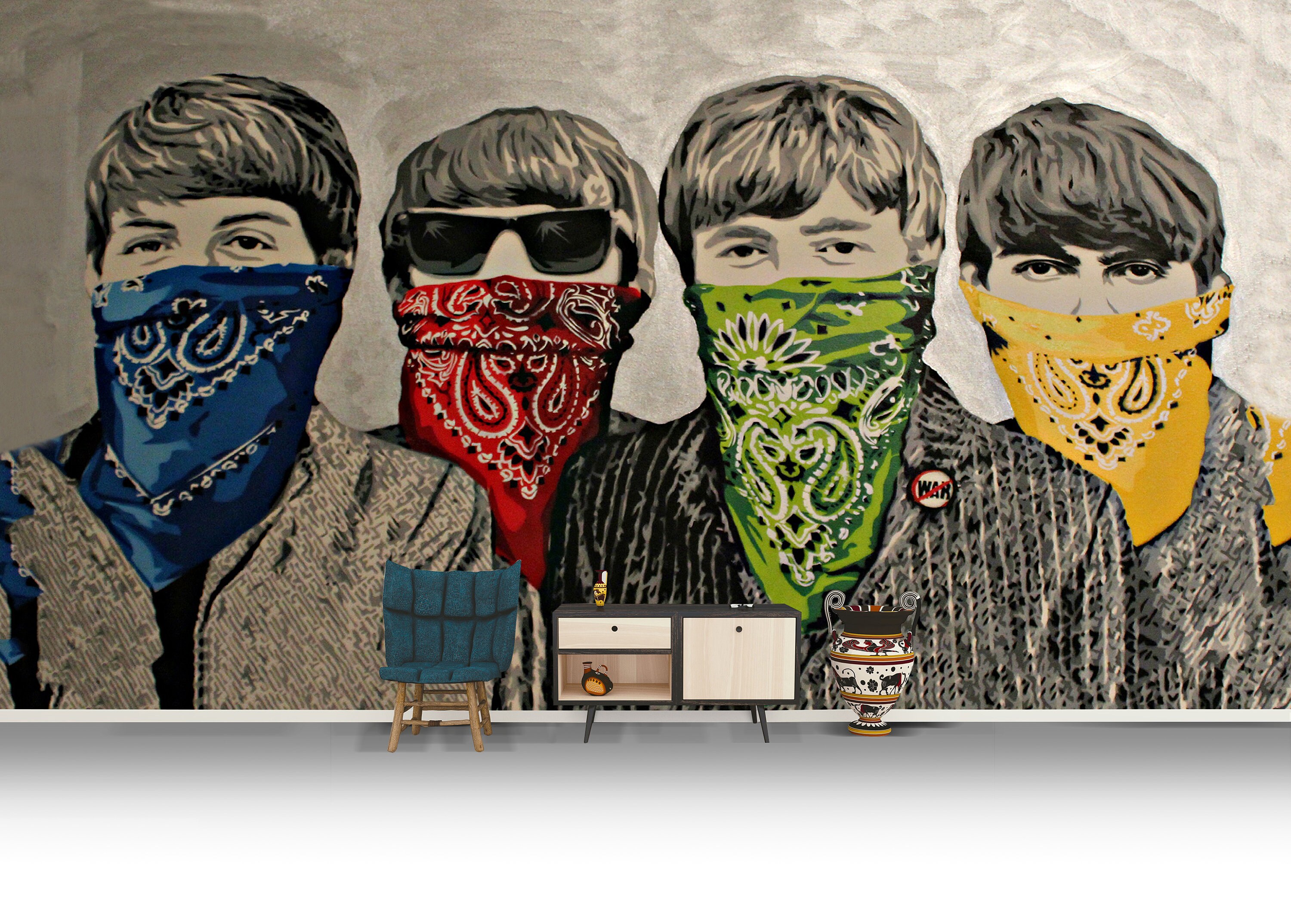 BANKSY Wallpaper 3d Wallcovering Banksy Bandanas Graffiti - Etsy