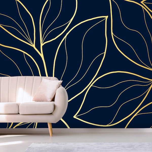 Navy Gold Wallpaper Etsy