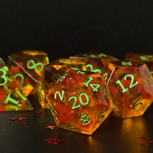 Dés Dragon Stars (Dés Sharp Edge - NOUVEAU DESIGN - Dnd, TTRPG)