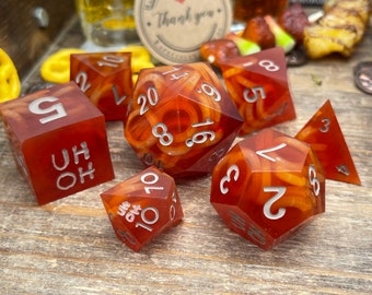 Made to Order: Uh-Oh Spaghettios Dice Set *Sharp edge dice* *READ DESCRIPTION*