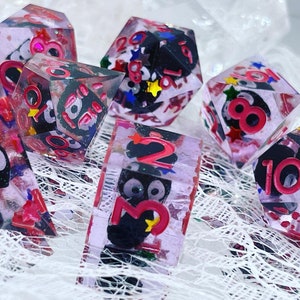 CLEARANCE: Soot Demon Dice! (standard polyhedral and D6, sharp edge, read description!)