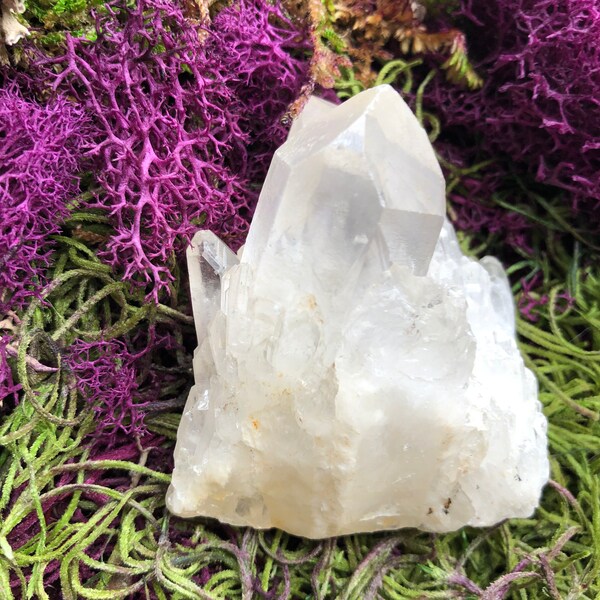 Multi Point Quartz Cluster Crystal, Twin Tower Cluster Quartz Cathedral Candle Crystal Elestial Angel Rainbow witchy pagan fairy garden